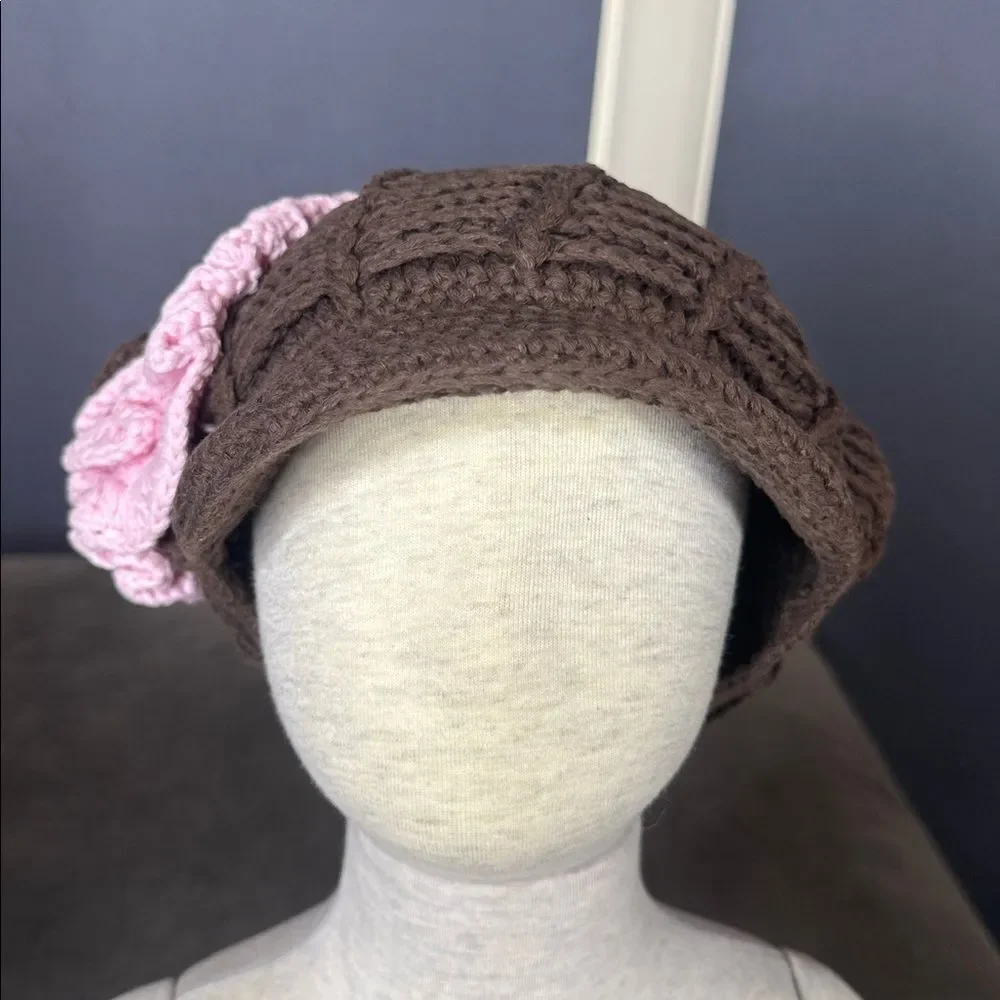 Daisy Baby Girls Frannie Brown Hat Pink Peony & Visor 100% Cotton 2-8 years NEW